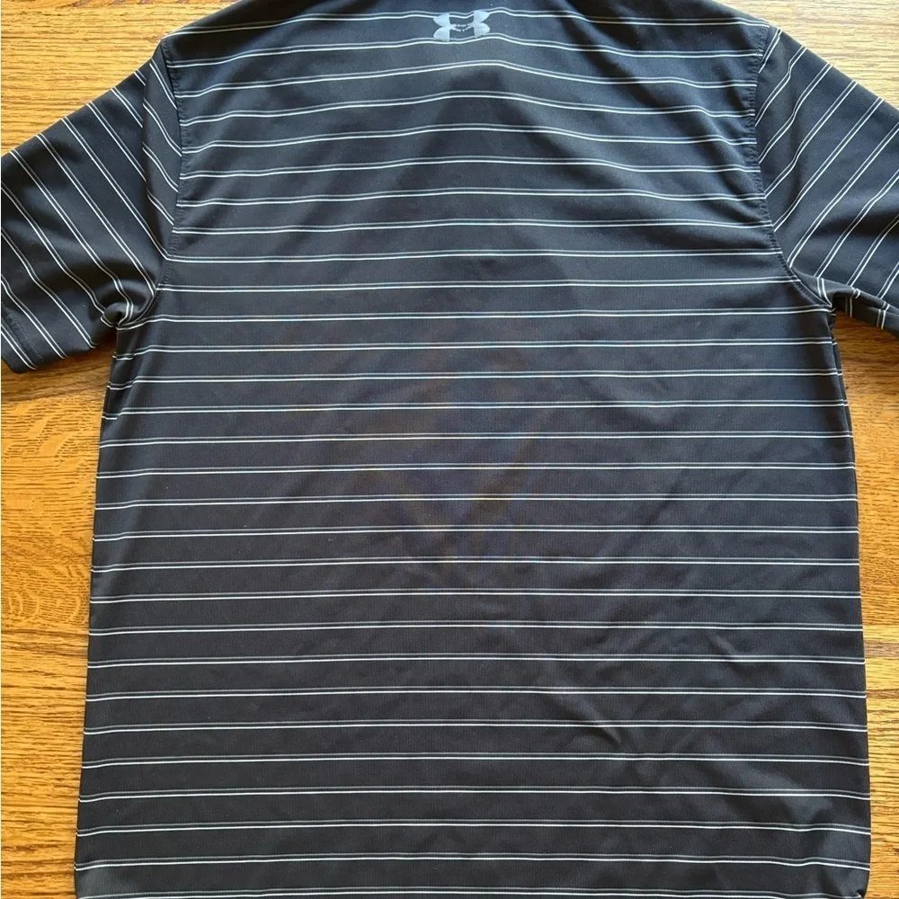 Under Armour Youth Large Black Striped Polo Shirt